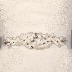 PRONOVIAS Bridal Sash Belt Diamond White Embellished Wedding Formal DORADO